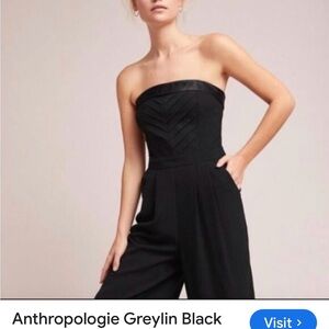 Anthropologie Black Strapless Jumpsuit